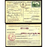 Canada-#9417-10c Mount Hurd-AR card-Victoria,BC-Oc 14 1929- 10c franking pays the fee