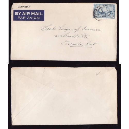 Canada-cover #11943-7c airmail-Frontenac Cnty-Kingston,Ont-Mr 21 1946-