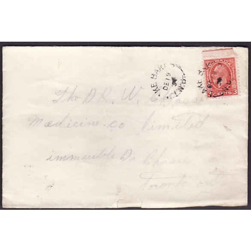 Canada-cover #10254-3c medallion-Lake Baker, NB  - De 19 1934 -