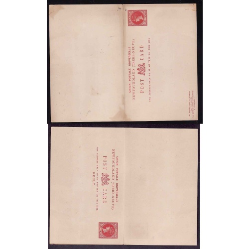 Newfoundland-#10429 - 2c + 2c reply card , carmine buff post card [P6], die I - unused -