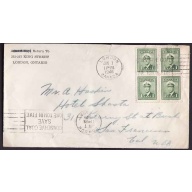 Canada-#10581 - 1c(4) KGVI war block of 4 to the US - Middlesex County - London,