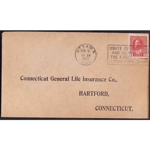 Canada-#10599 - 3c Admiral - Carleton County - Ottawa, Ont - Feb 5 1925 - Slog