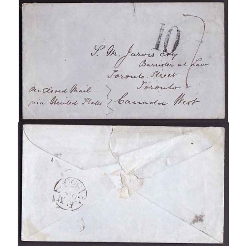 Canada-10645 - Stampless to Toronto via the US - no sending postmark but a tra
