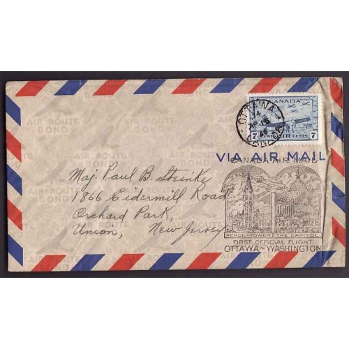 Canada-#10775 - 7c airmail on first flight Ottawa to Washington - Ottawa, Ont -