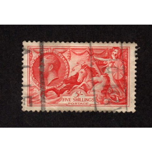 GREAT BRITAIN USED KING GEORGE V 5s CARMINE SCOTT #223 BRITANNIA TYPE