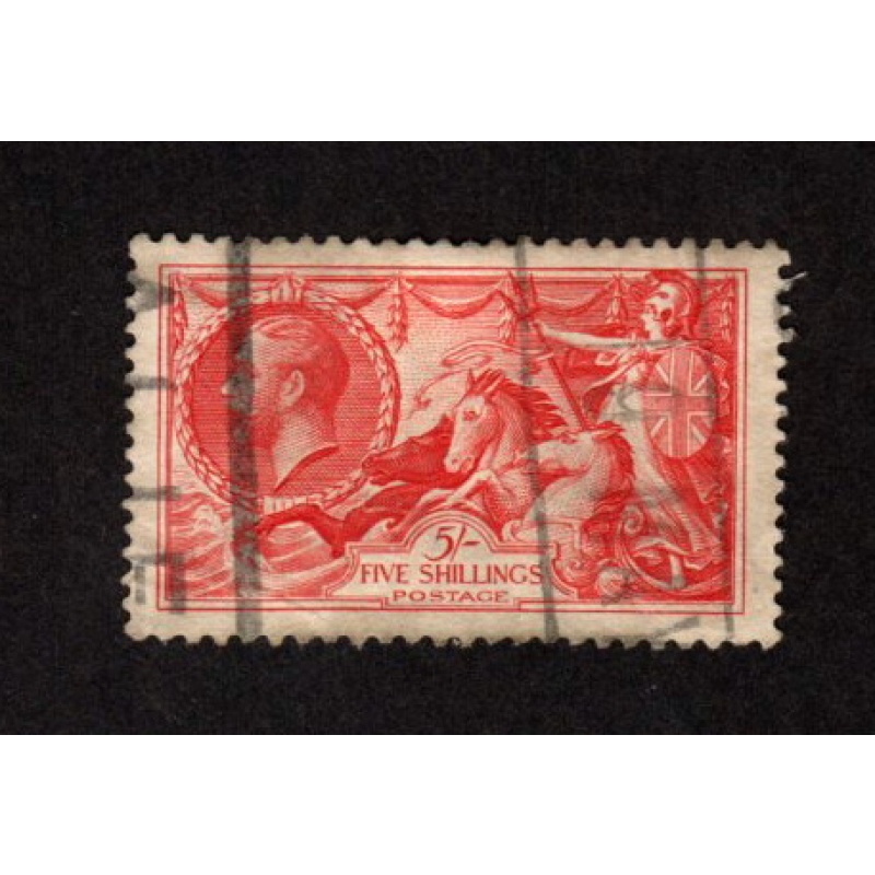 GREAT BRITAIN USED KING GEORGE V 5s CARMINE SCOTT #223 BRITANNIA TYPE
