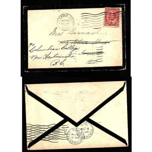 Canada-cover #14202–2c-Mourning-Ottawa,Ont-Apr 30 1909-redirected-