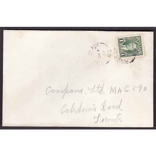 Canada-cover #10287 - 1c KGVI mufti - River Glade, NB - De 7 1938