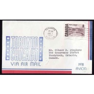 Canada-cover #13457-8c AAMC 6745c-first flight Toronto, Ont to Chicago