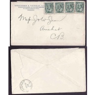 Canada-cover #10140-1c(4) Edward-York Cty-Toronto-Sep 7 1904-4c franking pays