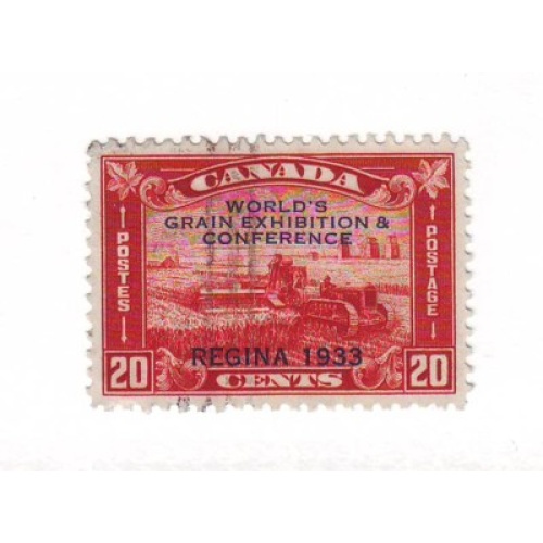 Canada Sc  203 1933 20c Grain Exhibition Regina 1933 overprint stamp used