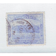 Dominica Sc 53 1908 2 1/2 d ultramarine view of Roseau stamp used