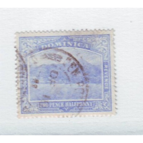Dominica Sc 53 1908 2 1/2 d ultramarine view of Roseau stamp used