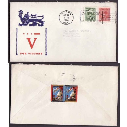 Canada-#10819 - 1c + 3c KGVI war - Carleton County - Ottawa, Ont - Jan 17 1944