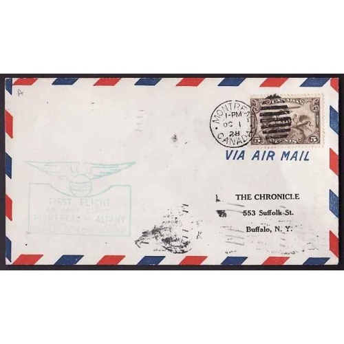 Canada-#10924 - 5c airmail on first flight Montreal to Albany - Montreal, Canada
