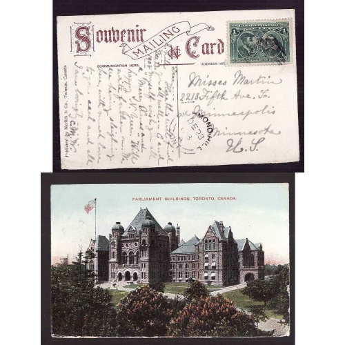 Canada-#10899 - 1c Tercentenary on p/c to USA - York County - Richmond Hill,