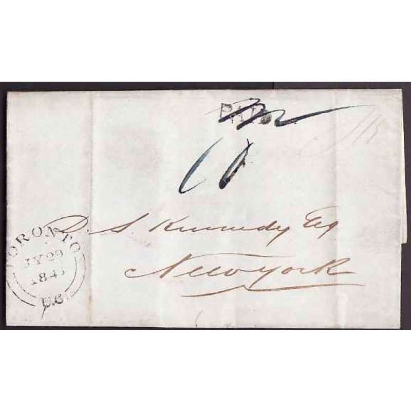 Canada-#10896 - Stampless Folded Letter to New York-York County  Toronto, UC