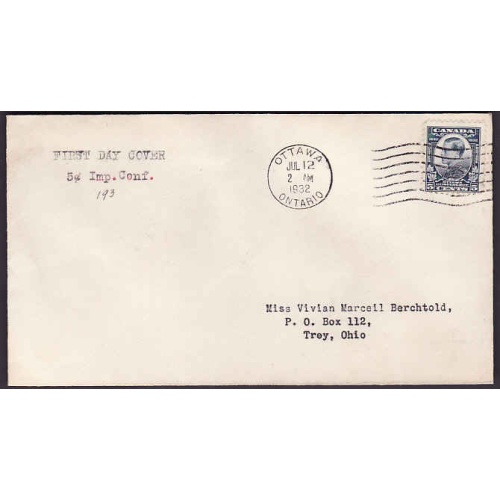 Canada-#10935 - 5c KGV Ottawa Conference on FDC [#193] - Carlton County - O