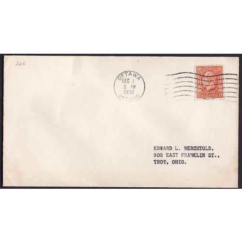 Canada-#10940 - 4c KGV Medallion on FDC [#200] - Carlton County - Ottawa, On