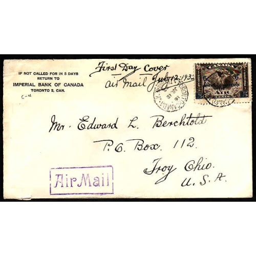 Canada-#10977 - 6c Ottawa Conference surcharge on 5c Airmail on FDC [C4] -