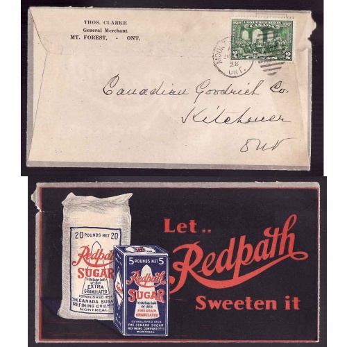 Canada-#10956-2c Confederation-Mount Forest , Ont duplex-Jan 15 1928-asvert