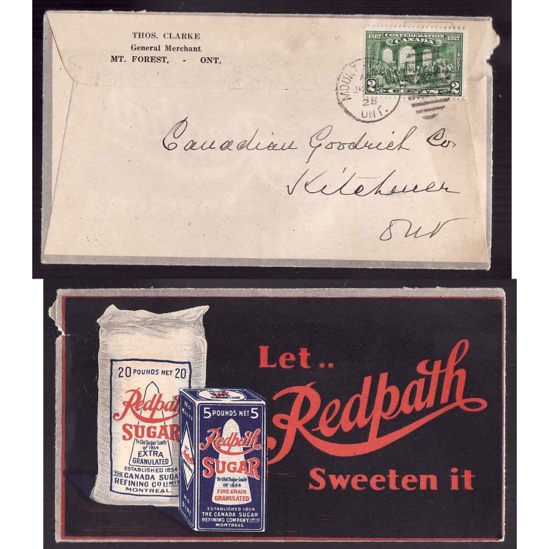 Canada-#10956-2c Confederation-Mount Forest , Ont duplex-Jan 15 1928-asvert