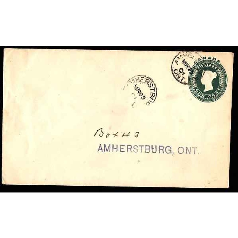 Canada-#11089 - 1c QV stationery [E11]-Essex Cnty-Amherstburg,Ont cds-Mr 25 1