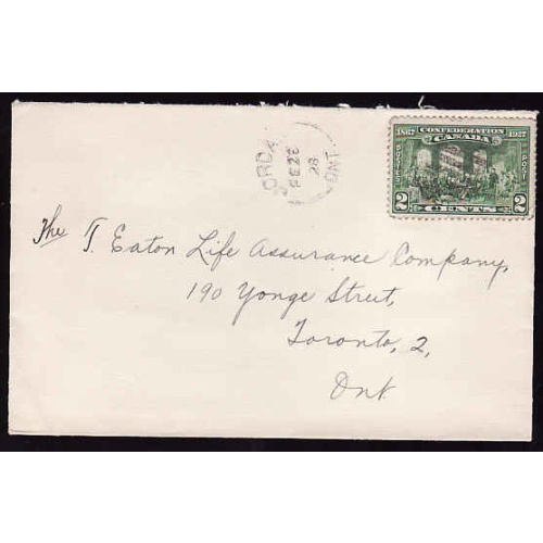 Canada-#11087 - 2c Confederation - Lincoln County - Jordan, Ont single broken