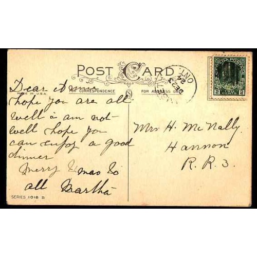 Canada-#11086 - 2c Admiral on postcard - Middlesex County - Lambeth, Ont cds -