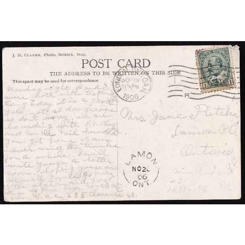 Canada-#11073 - 1c Edward on p/c - Middlesex County - Lamon, Ont single broken