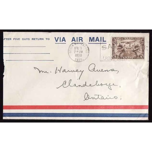 Canada-#11091 - 5c airmail-Air Mail Only envelope,not a first flight-North Battle