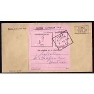 Canada-#11110 - "Canada Postage Paid" envelope with postage due label [ 33-82-