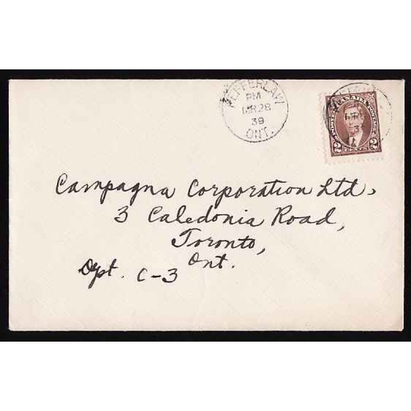 Canada-#11103 - 2c KGVI mufti - York County - Pefferlaw, Ont cds - Mr 28 1939 -