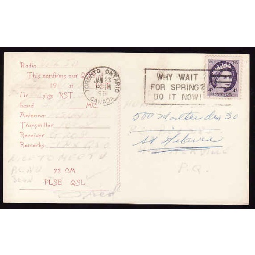 Canada-#11090 - 4c QEII Wilding - York County - Toronto, Ont - Jan 23 1961 - "R