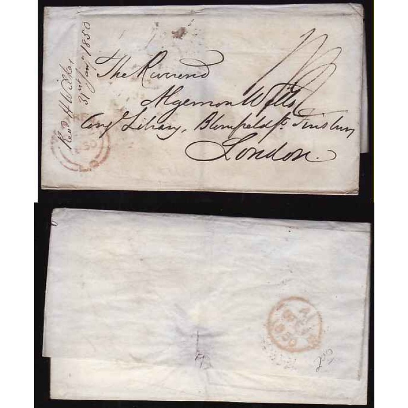 Canada-#11232 - Stampless to London, England - Montreal, LC double broken cir