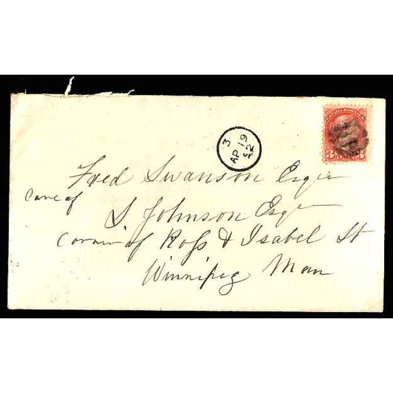 Canada-#11196 - 3c Small Queen - Baldur, Man - Ap 19 1892 [ post office opened