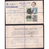 Newfoundland-#11257 - 1c Cod + 2c(2) KGVI + 4c Princess Elizabeth on registered enve