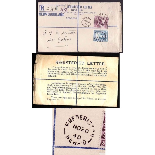 Newfoundland-#11265 - 5c Caribou + 4c Princess Elizabeth on registered envelope with