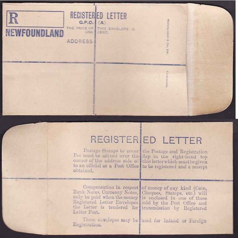Newfoundland-#11290 - unused registered envelope with rounded flap [RE1] -