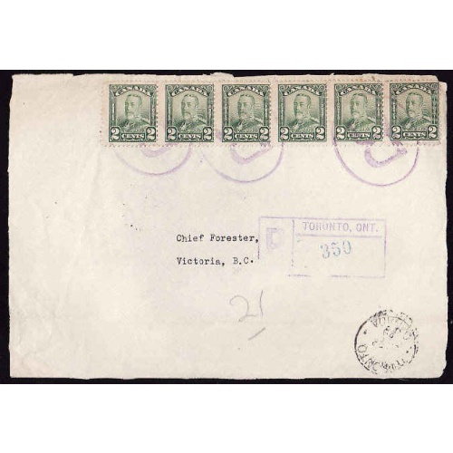Canada-#11331 - 2c(6) KGV scroll registered [ front only ] - York County - Toronto,