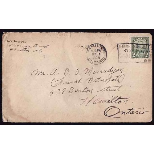 Canada-#11406 - 2c KGV scroll - Wentworth County - Hamilton, Ont cds -slogan