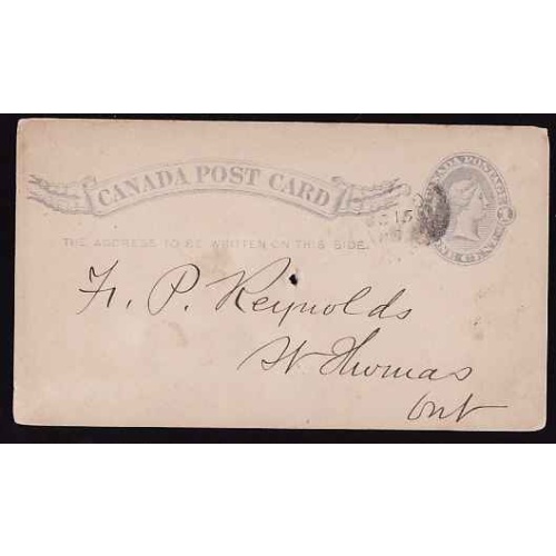 Canada-#11430 - 1c QV postcard - Lambton County - Inwood, Ont - Oc 15 1886 -