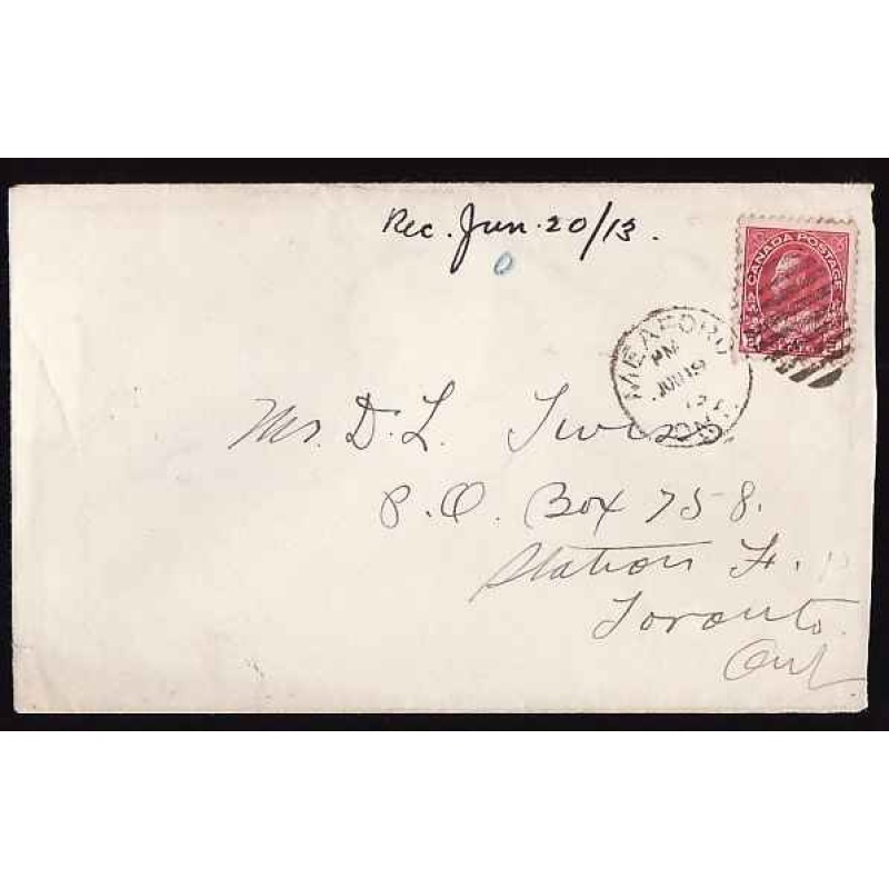 Canada-#11433 - 2c Admiral - Grey County - Meaford, Ont duplex - Jun 19 1913