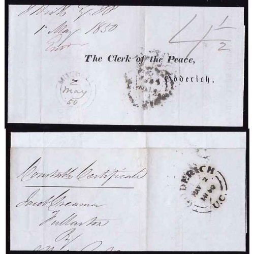 Canada-#11438 - Stampless folded letter [ Constables certificate ] - Perth County