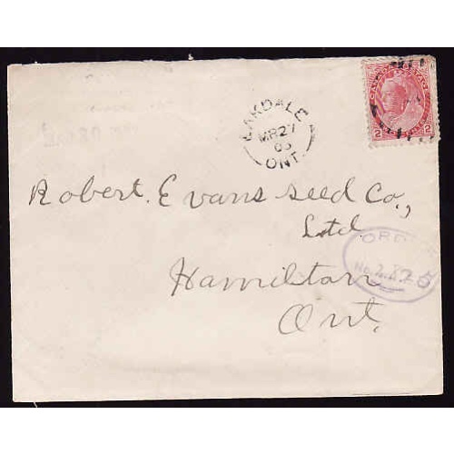 Canada-#11397 - 2c Numeral - Lambton County - Oakdale, Ont single broken circ