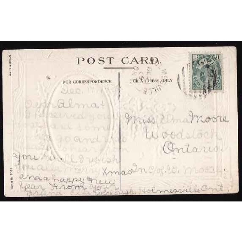 Canada-cover #12884-1c Edward-p/c-Huron Cnty-Holmesville,Ont De 20 1909-