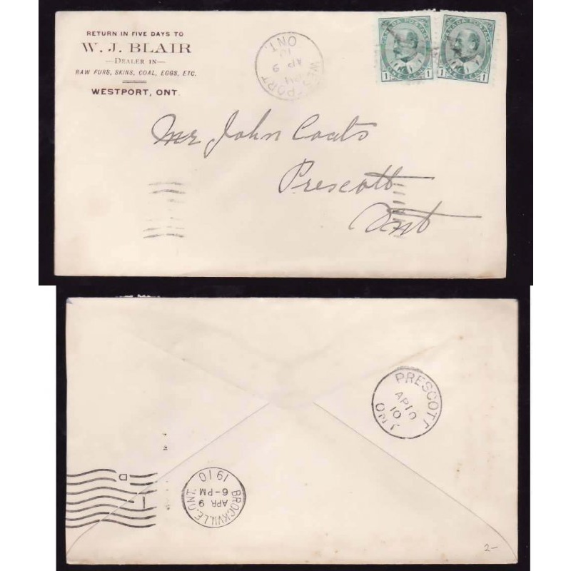 Canada-cover #14354-1c(2) Leeds Grenville cnty-Westport-Ap10 1910- WJ Blair