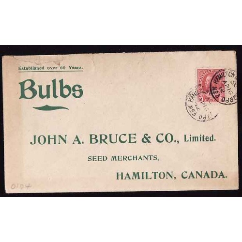Canada-#11460 - 2c Admiral on Illustrated advertising cover Bulbs - Hamilton &