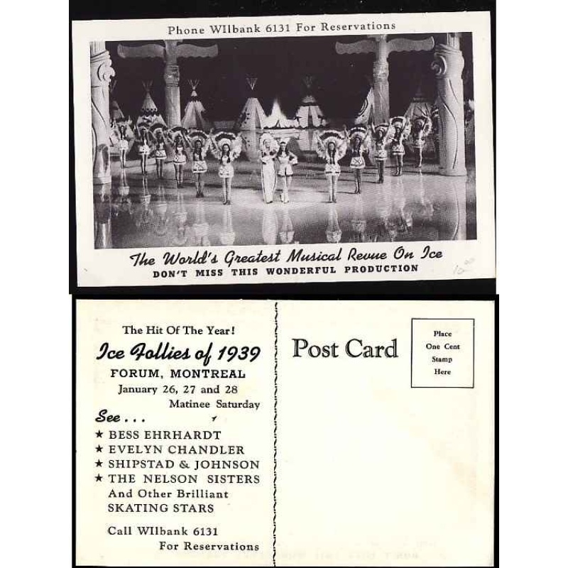 Canada-#11502 - unused p/c advertising the "Ice Follies of 1939 at the Forum