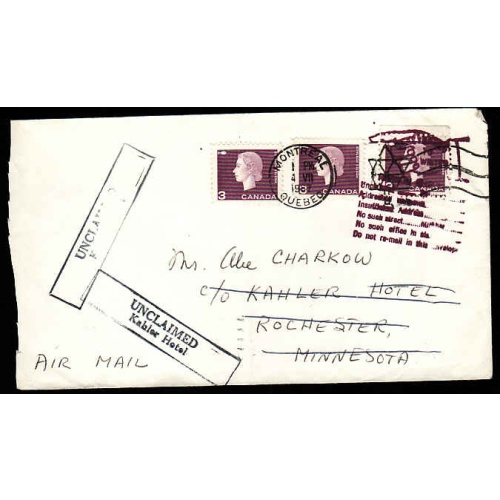 Canada-#11507 - 3c(3) QEII cameo - Montreal, Quebec - 4 VII 1967 - 9c franking ov